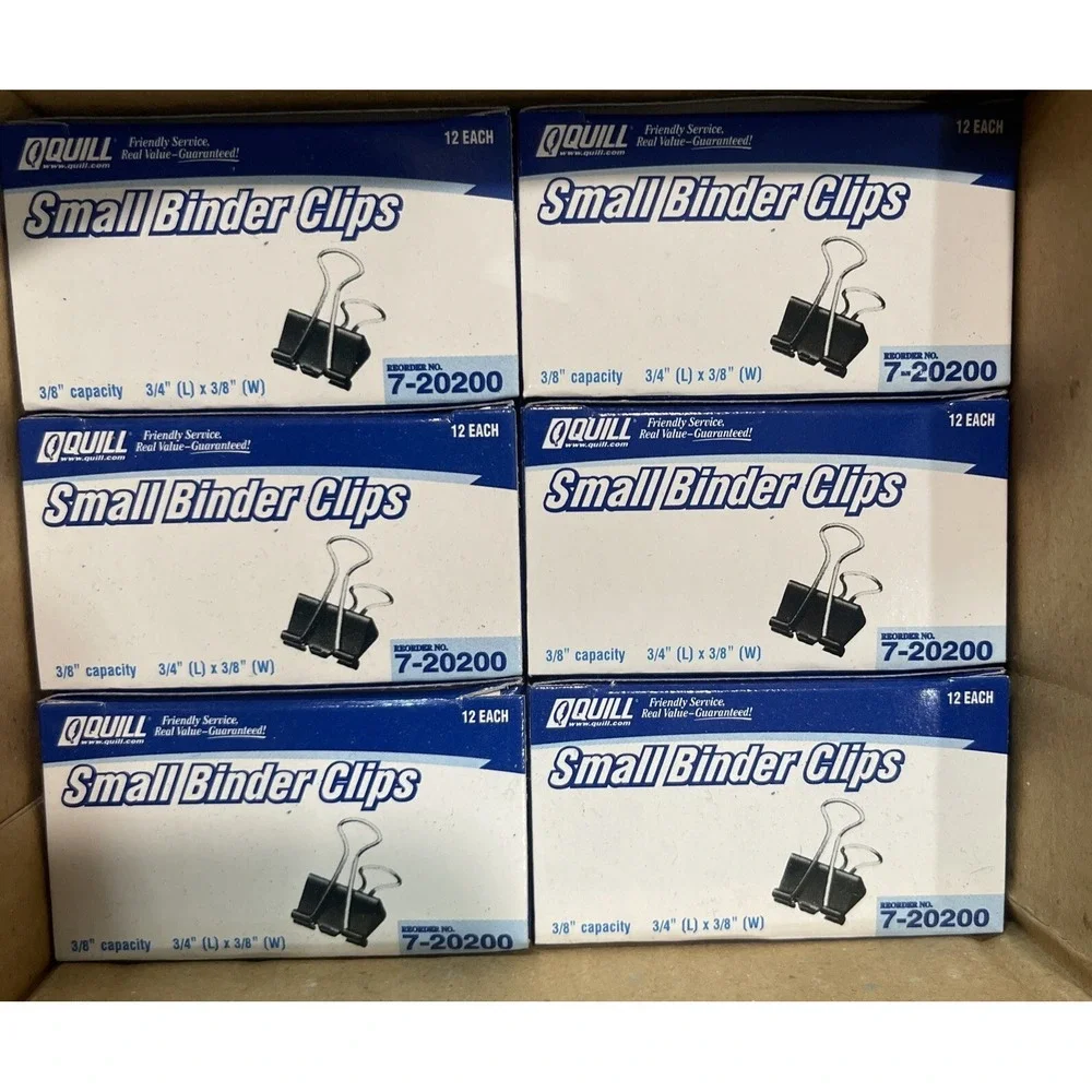 6 Boxes Quill Small Binder Clips 12 Count Each 72 Total Small 3/4
